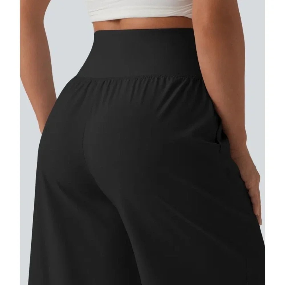 Halara Breezeful High Waisted RuffleWide Leg Quick Dry Pants Women's Small Black - Picture 4 of 16